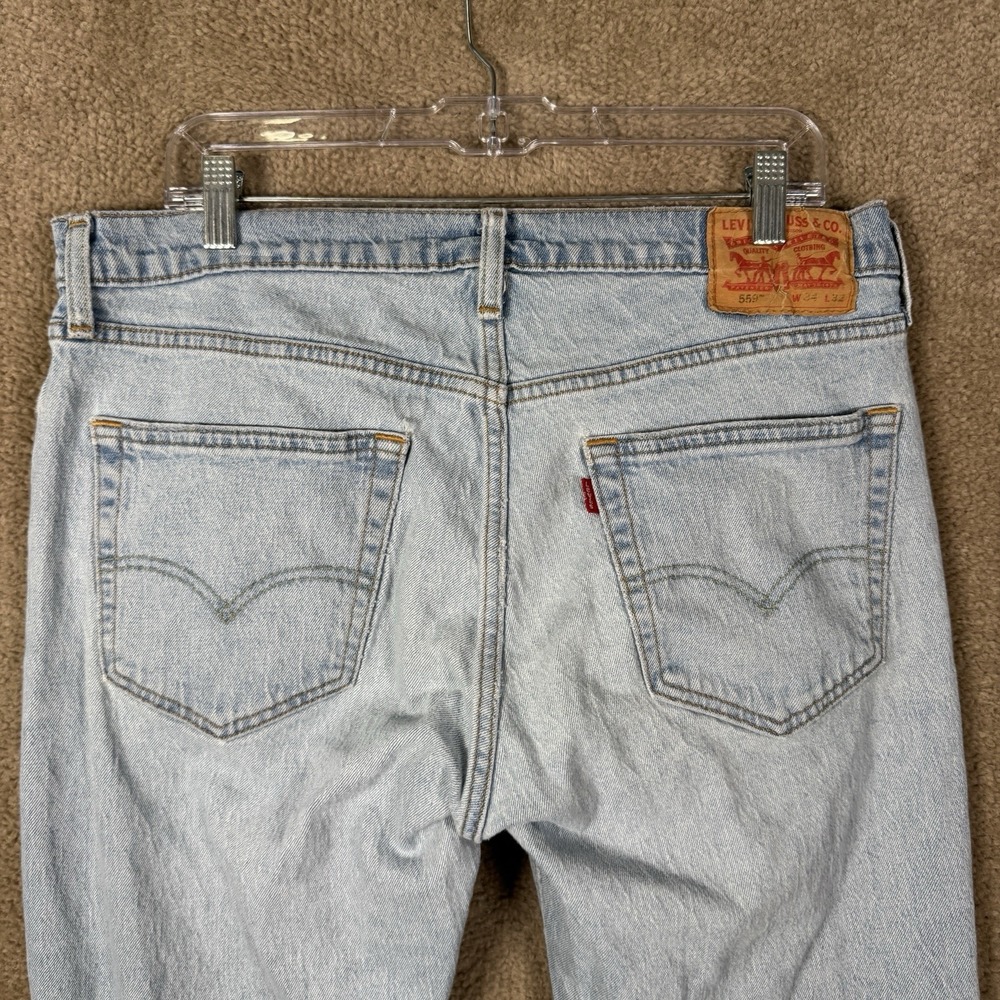 Levi's 559 Jeans Men's 34x32 Light Wash Relaxed Straight Denim Pants Y2K Vintage - Picture 12 of 14